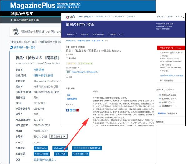 J-STAGE原文連携（MagazinePlus）